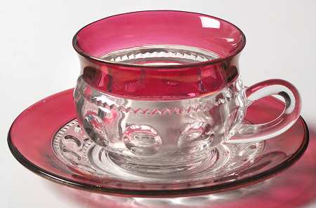 King's Crown-Ruby Flashed (Top Only) Cup & Saucer Set