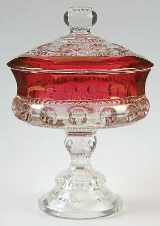 King's Crown-Ruby Flashed (Top Only) Compote & Lid