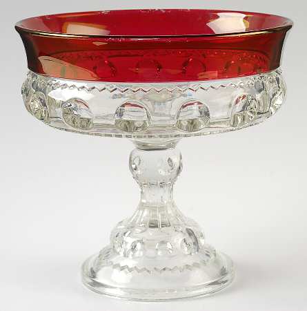 King's Crown-Ruby Flashed (Top Only) Round Compote (Height X Width)
