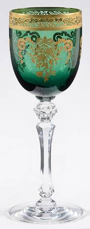Melrose-Green (Stem 15074, Gold Encrusted) Wine Glass