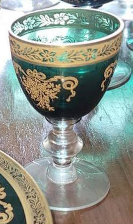 Melrose Green (Stem 17394, Gold Encrusted) Wine Glass