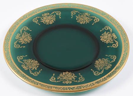 Melrose Green (Stem 17394, Gold Encrusted) Luncheon Plate
