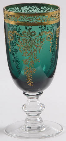 Melrose Green (Stem 17394, Gold Encrusted) Juice Glass