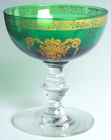 Melrose Green (Stem 17394, Gold Encrusted) Champagne/Tall Sherbet