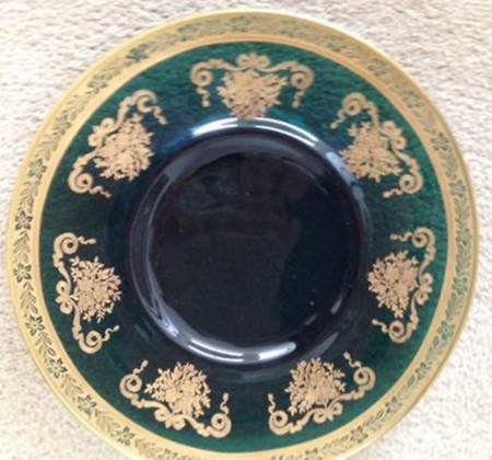 Melrose Green (Stem 17394, Gold Encrusted) Luncheon Plate