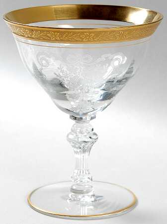 Melrose Clear (Stem 17358, Gold Encrusted) Low Sherbet