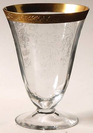 Melrose Clear (Stem 13633, Gold Encrusted) Footed Tumbler