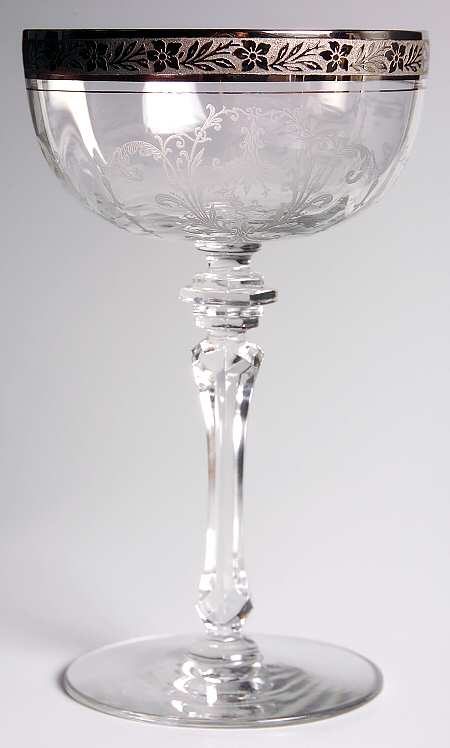 Melrose Mansard Clear (Stem 15074, Platinum Encrste Champagne/Tall Sherbet