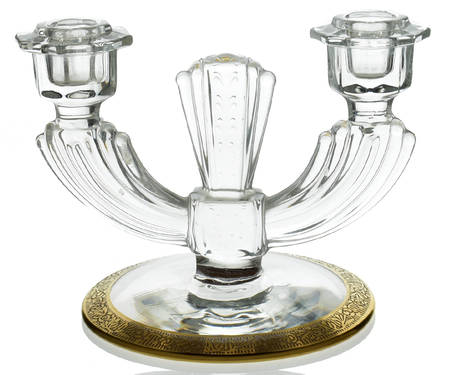 Rambler Rose Clear (Stem 14196) Double Light Candlestick