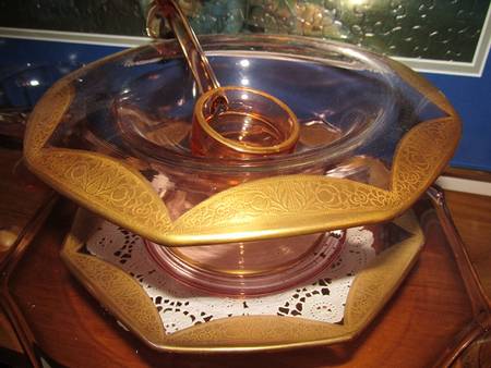 Rambler Rose Pink (Stem 14196) Mayonnaise Bowl, Underplate and Ladle