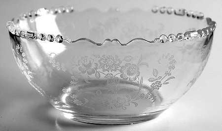 Tiffin Rose (Etched) Mayonnaise Bowl, Bowl Only