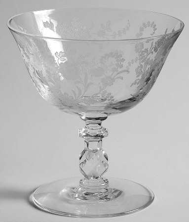 Tiffin Rose (Etched) Low Sherbet