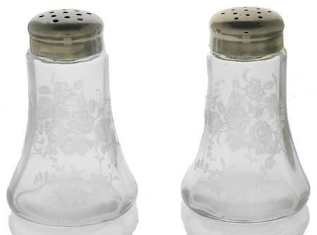 Tiffin Rose (Etched) Shaker Set w/Metal Lids