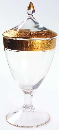 Valencia Clear (Gold Encrusted) Footed Candy Dish & Lid