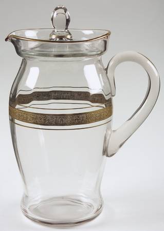 Valencia Clear (Gold Encrusted) 64 Oz Pitcher & Lid