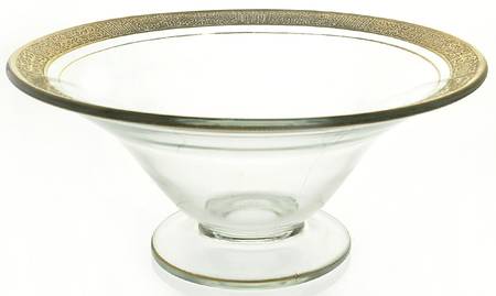 Valencia Clear (Gold Encrusted) Round Compote (Height X Width)