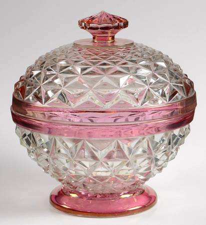 Williamsburg Ruby Flashed Candy Dish & Lid