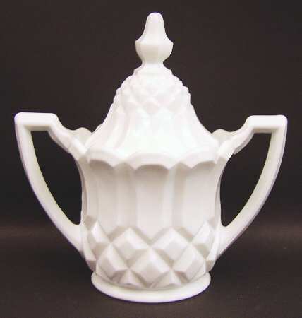 Betsy Ross Milk Glass Sugar Bowl & Lid