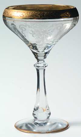 Melrose Clear (Unknown Stem-, Gold Encrusted) Champagne/Tall Sherbet