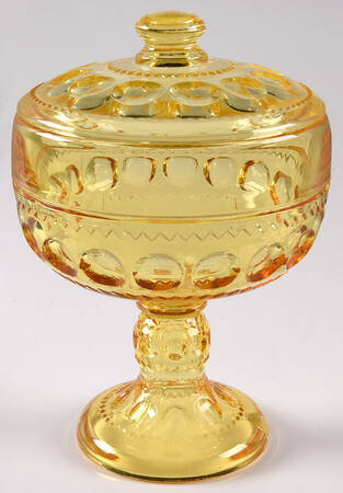 Antique Thumbprint Yellow Wedding Bowl with Lid