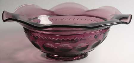 Antique Thumbprint Amethyst 11" Round Crimped Bowl