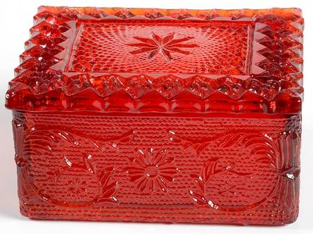 Sandwich Ruby Rectangular Jewel Box with Lid