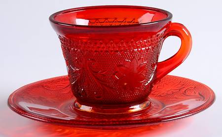 Sandwich Ruby Cup and Saucer Set