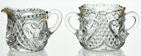 Heart with Thumbprint (Gold Trim) Individual Creamer and Open Sugar Set