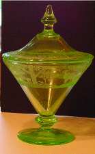 Deerwood Green Footed Candy Dish & Lid