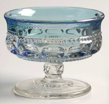 King's Crown-Blue Flashed (Top & Bottom) Champagne/Tall Sherbet