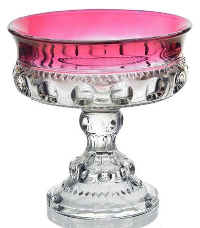 King's Crown-Ruby Flashed (Top & Bottom) Candy Dish No Lid