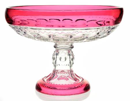 King's Crown-Ruby Flashed (Top & Bottom) Round Compote (Height X Width)
