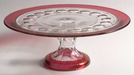 King's Crown-Ruby Flashed (Top & Bottom) 11" Diameter Pedestal Cake Stand No Dome