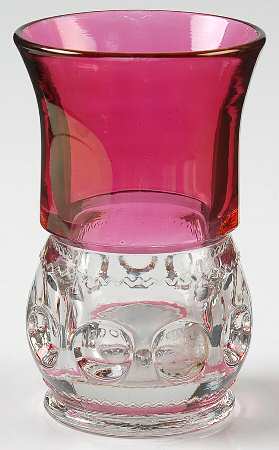 King's Crown-Ruby Flashed (Top & Bottom) Flat Juice Glass