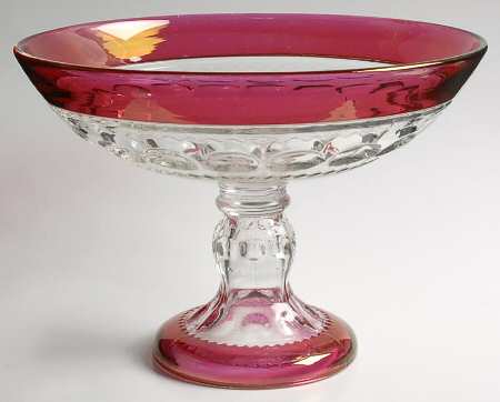 King's Crown-Ruby Flashed (Top & Bottom) Tall Compote
