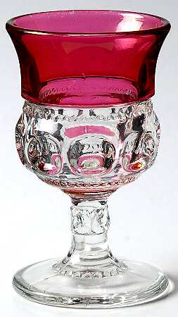 King's Crown-Ruby Flashed (Top & Bottom) Wine Glass