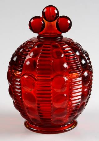 Dewdrop Ruby Candy Dish & Lid