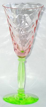 15024-Pink-Green (Festoon Optic) Wine Glass