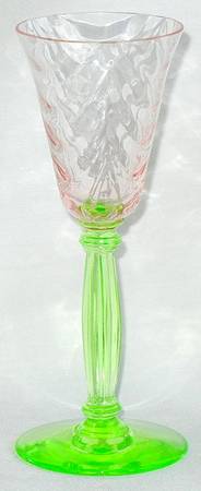 15024-Pink-Green (Festoon Optic) Cordial Glass
