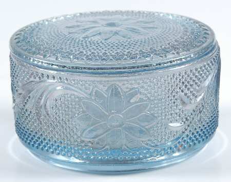 Sandwich Pastel Blue Round Puff Box with Lid