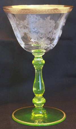 15001-9 (Vaseline Stem, Clear Bowl) by Tiffin-Franciscan