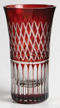Ruby Hand Etched Flat Liquor Tumbler