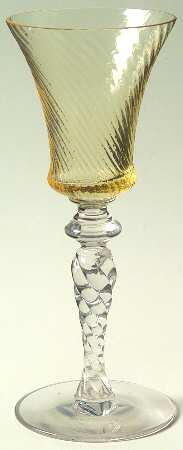 15022-6 (Yellow Spiral Optic Bowl) Wine Glass