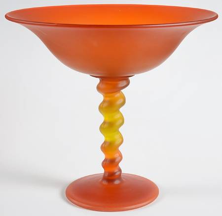 Amberina Satin Round Compote (Height X Width)