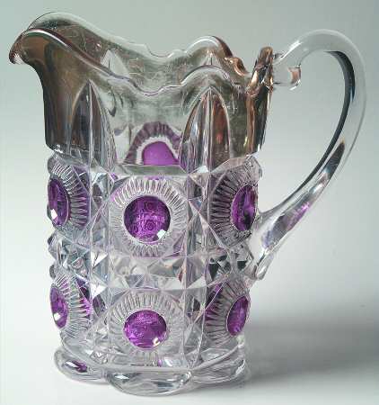 Bull's Eye and Daisy Amethyst Clear (Gold Trim) 40 Oz Pitcher