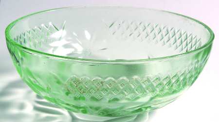 Floral and Diamond Green Large Fruit Bowl