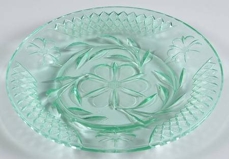 Floral and Diamond Green Luncheon Plate