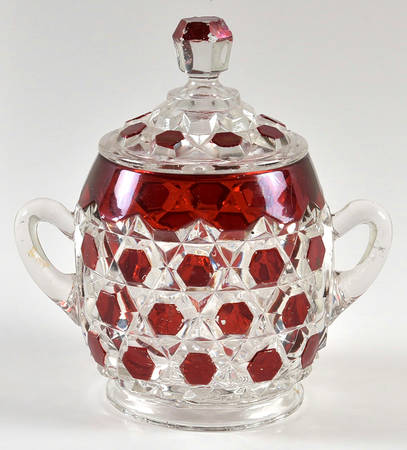 Red Block Sugar Bowl & Lid