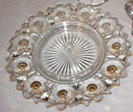 Bull's Eye and Daisy Green (Gold Trim) Round Butter Dish No Lid