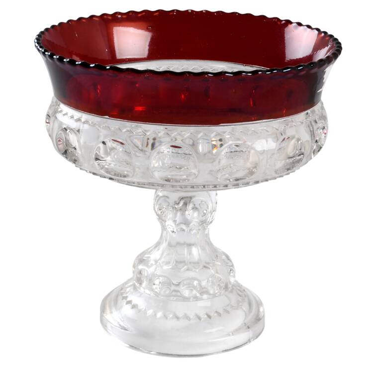 King's Crown Ruby Flash 5" Height Open Compote by US Glass